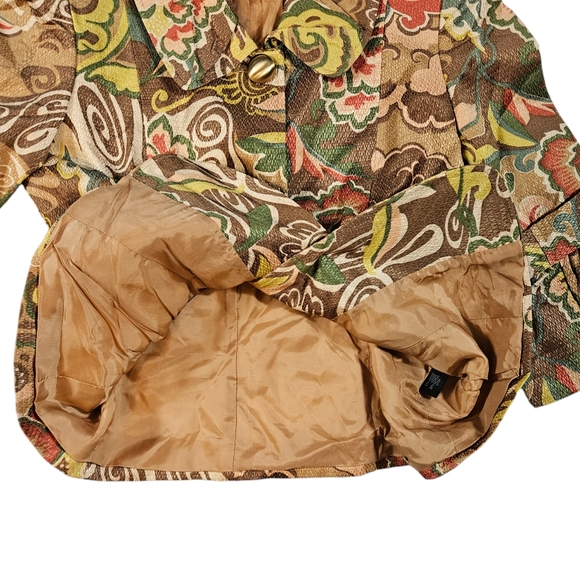 Lafayette 148 Floral Print Blazer Sz 8 Peter Pan Collar Button Up Boho Work READ - Picture 9 of 16